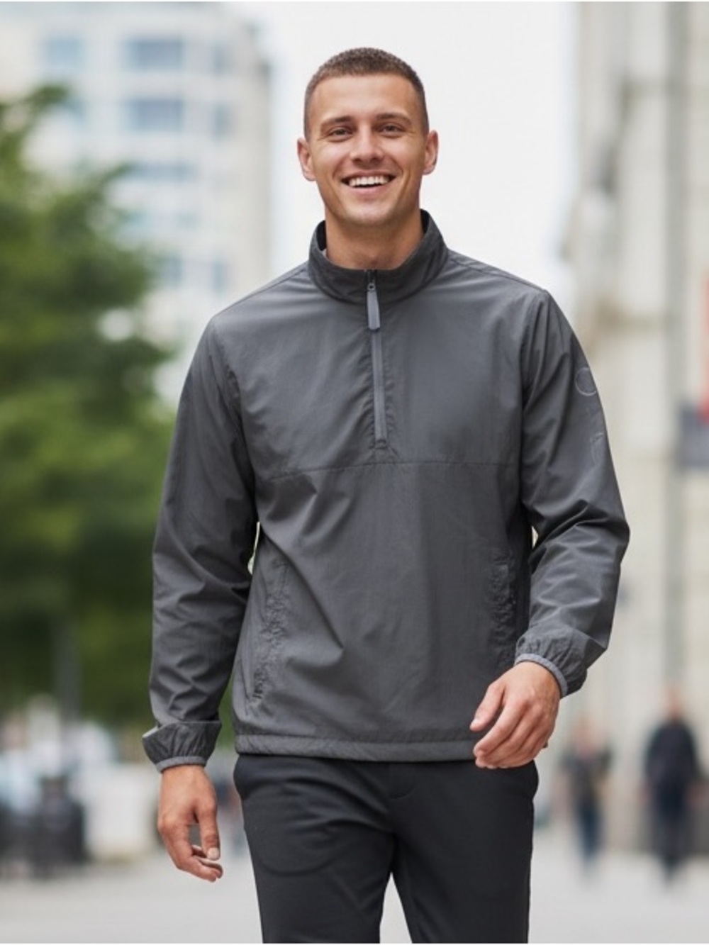 ELEVATE Men’s 2XL JACKSON Black Smoke 1/4 Zip Windbreaker